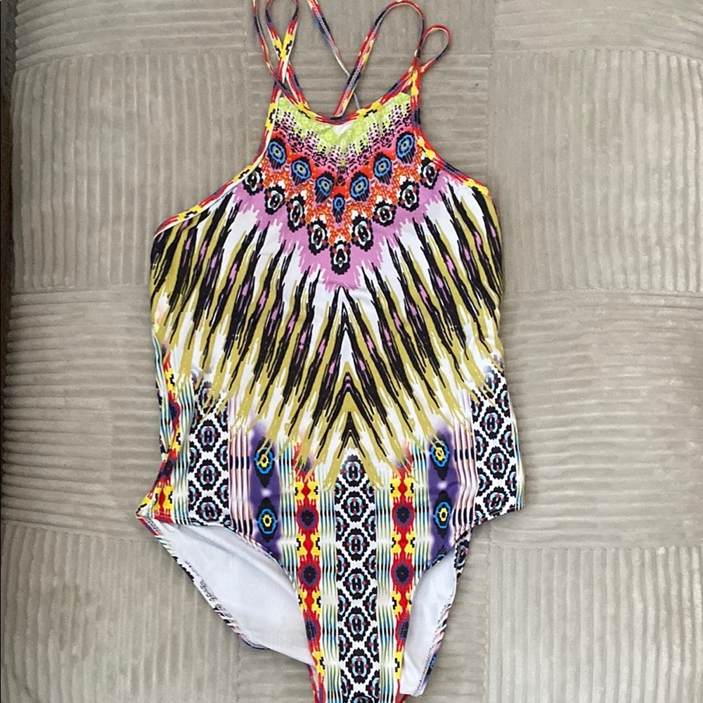 Blooming Jelly Colorful Patterned Swimsuit Size Large